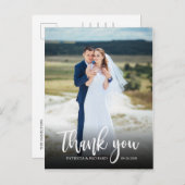 Elegant Script Wedding Bedankt Foto Briefkaart (Voorkant / Achterkant)