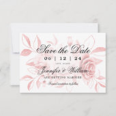Elegant Script Wedding Blush Roos Gold Floral Save The Date (Voorkant)