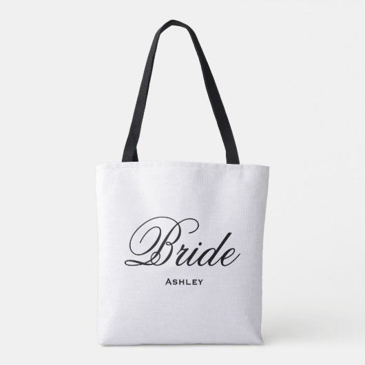 Elegant Script Wedding Bride Canvas tas (Achterkant)