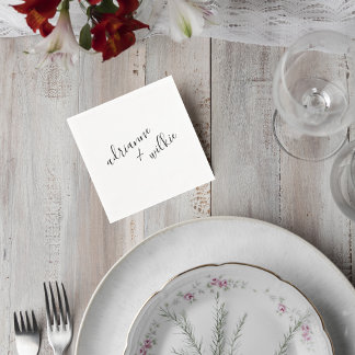 Elegant Script Wedding Cocktail Napkins Servet