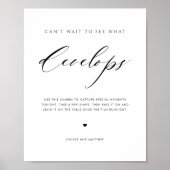Elegant Script Wedding Disposable Camera Sign Poster (Voorkant)