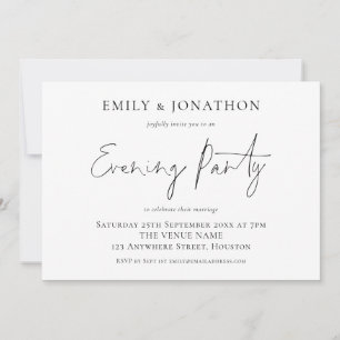 Elegant Script Wedding Evening Party Reception Kaart