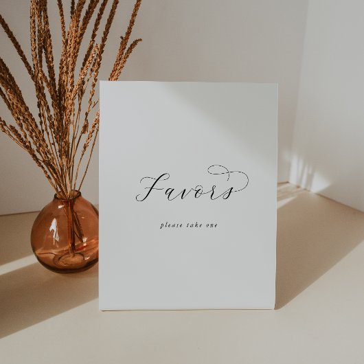 Elegant Script Wedding Favors Sign Reclamebord Met Voetstuk