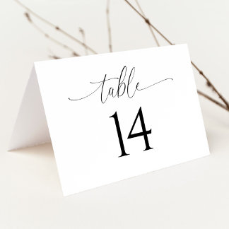 Elegant Script Wedding Gevouwen Tafel Nummer Kaart