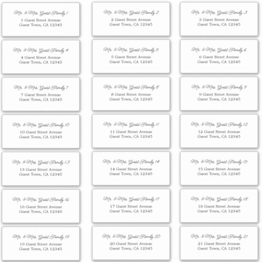 Elegant Script Wedding Guest Adresetiketten Sticker (Voorkant)