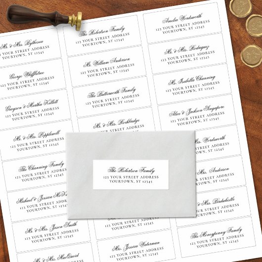 Elegant Script Wedding Guest Adresetiketten Sticker