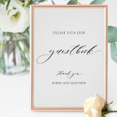Elegant Script Wedding Guestbook Sign Poster