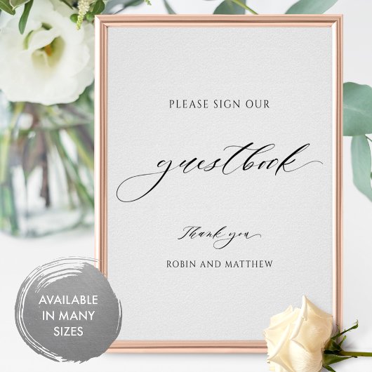 Elegant Script Wedding Guestbook Sign Poster
