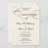 Elegant Script Wedding Invitation - BlackOff White Kaart (Voorkant)