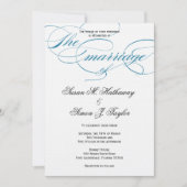 Elegant Script Wedding Invitation - Blauw Kaart (Voorkant)