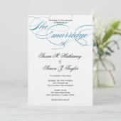 Elegant Script Wedding Invitation - Blauw Kaart (Staand voorkant)