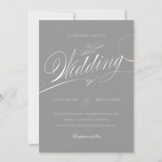 Elegant Script Wedding Invitation Kaart (Voorkant)