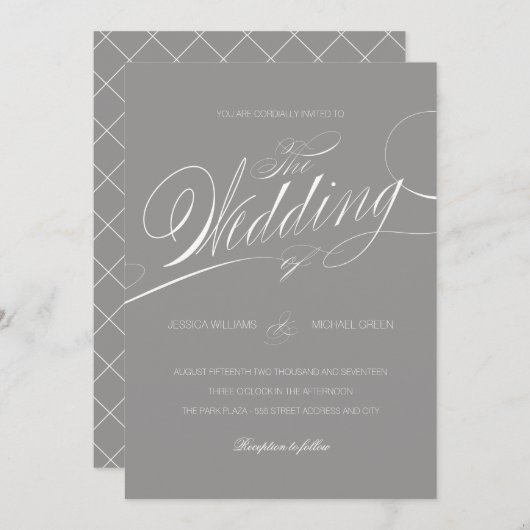 Elegant Script Wedding Invitation Kaart (Voorkant / Achterkant)