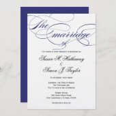 Elegant Script Wedding Invitation - marine Kaart (Voorkant / Achterkant)