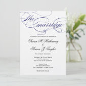 Elegant Script Wedding Invitation - marine Kaart (Staand voorkant)