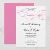 Elegant Script Wedding Invitation - Roze Kaart (Voorkant / Achterkant)