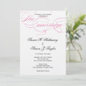 Elegant Script Wedding Invitation - Roze Kaart (Staand voorkant)