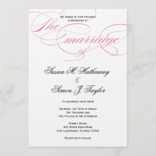 Elegant Script Wedding Invitation - Roze Kaart