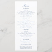 Elegant Script Wedding Menu Blue Toile Swans  (Devant)