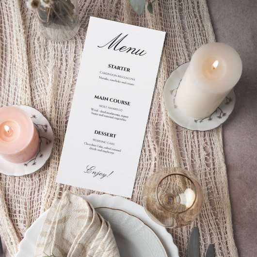 Elegant Script Wedding Menu Card