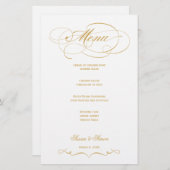 Elegant Script Wedding Menu (Gold) (Voorkant / Achterkant)