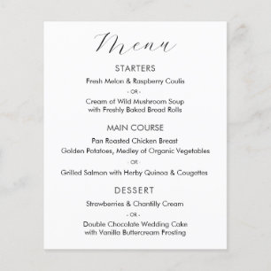 Elegant Script Wedding Menu Kaart