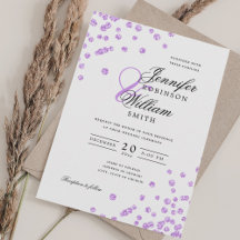 Elegant Script Wedding Paarse Confetti QR RSVP