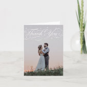 Elegant Script Wedding Photo Bedankkaart (Voorkant)