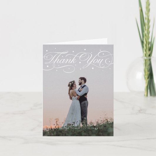Elegant Script Wedding Photo Bedankkaart (Voorkant)