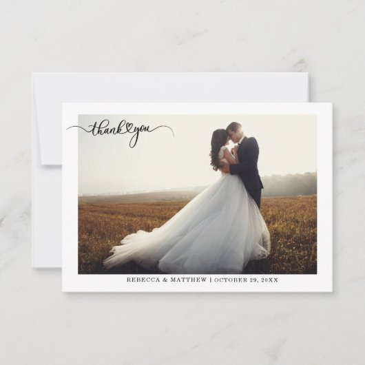 Elegant Script Wedding Photo Bedankkaart (Voorkant)