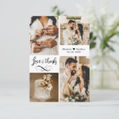 Elegant Script Wedding Photo Collage Bedankkaart (Staand voorkant)