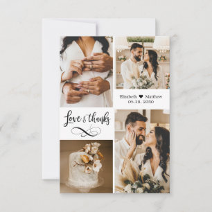 Elegant Script Wedding Photo Collage Bedankkaart