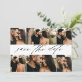 Elegant Script Wedding Photo Collage Save The Date (Staand voorkant)