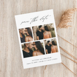 Elegant Script Wedding Photo Collage Save The Date