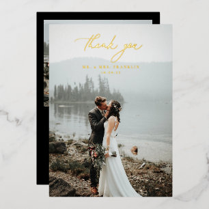 Elegant Script Wedding Photo Folie Hartelijk dank Folie Uitnodiging