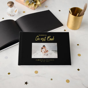 Elegant Script Wedding Photo Gastenboek
