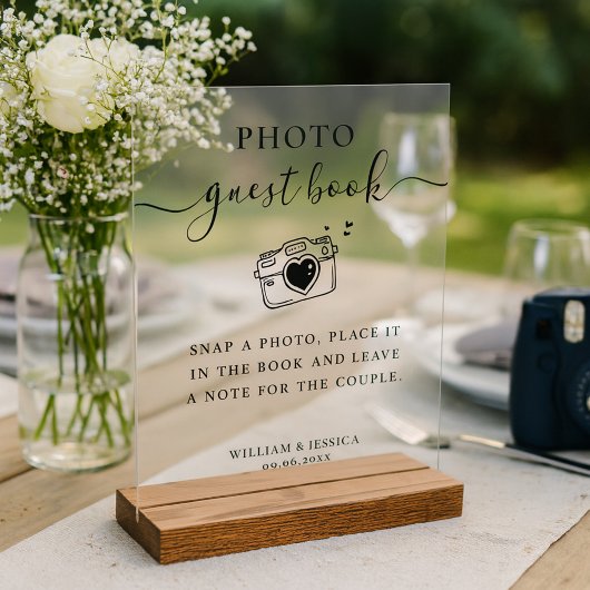 Elegant Script Wedding Photo Guest Book
