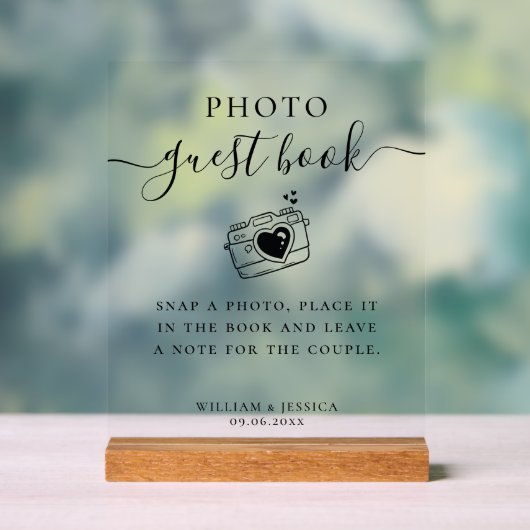 Elegant Script Wedding Photo Guest Book (Neutre)