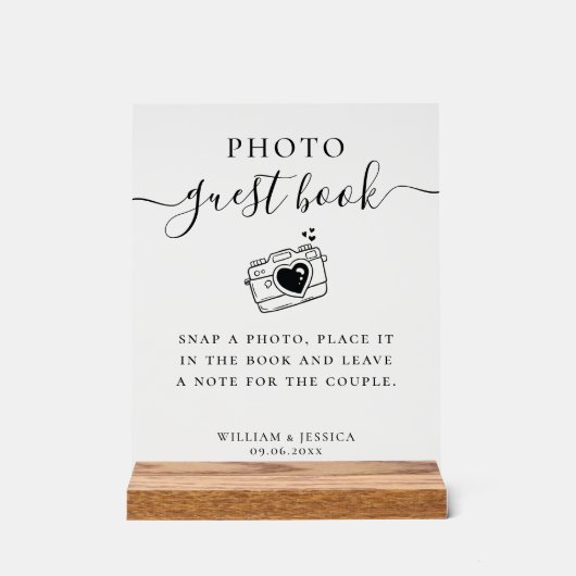 Elegant Script Wedding Photo Guest Book (Recto)