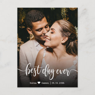 Elegant Script Wedding Photo Hartelijk dank Briefk Briefkaart