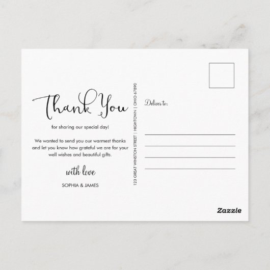 Elegant Script Wedding Photo Hartelijk dank Briefk Briefkaart (Achterkant)