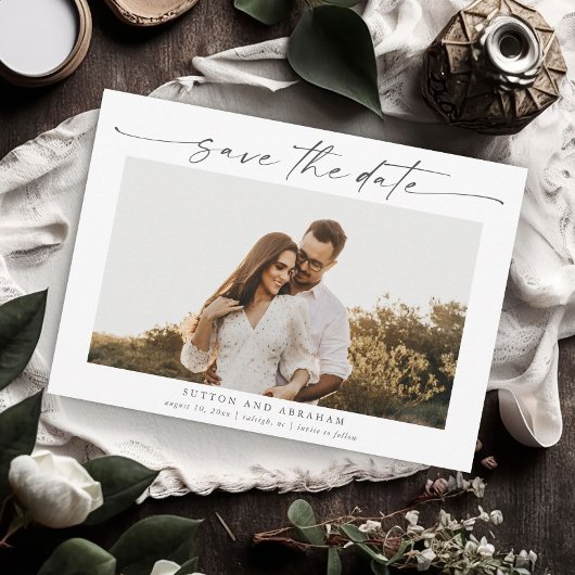 Elegant Script Wedding Photo Kaart