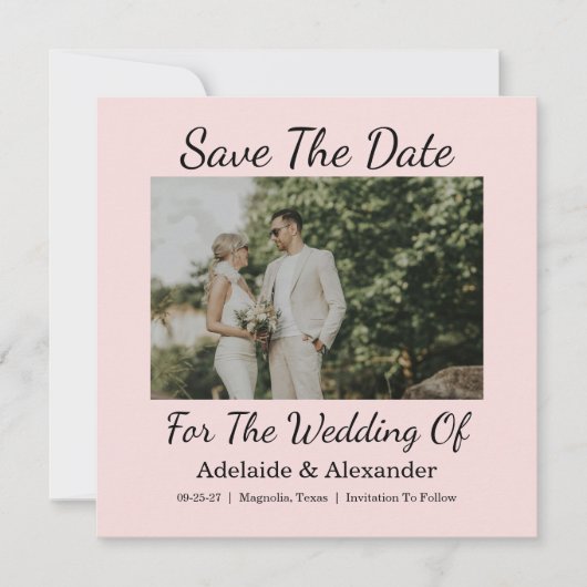 Elegant Script Wedding Photo Save The Date (Voorkant)