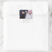 Elegant Script Wedding Photo Vierkante Sticker (Tas)