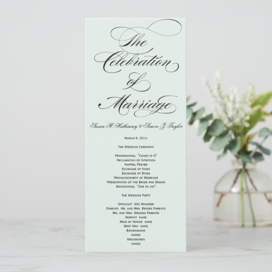 Elegant Script Wedding Program - Blue Programma (Staand voorkant)