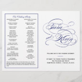 Elegant Script Wedding Program - Navy (Voorkant)
