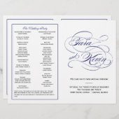 Elegant Script Wedding Program - Navy (Voorkant / Achterkant)