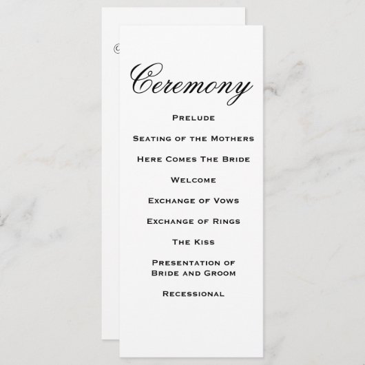 Elegant Script Wedding Program Programma (Voorkant / Achterkant)