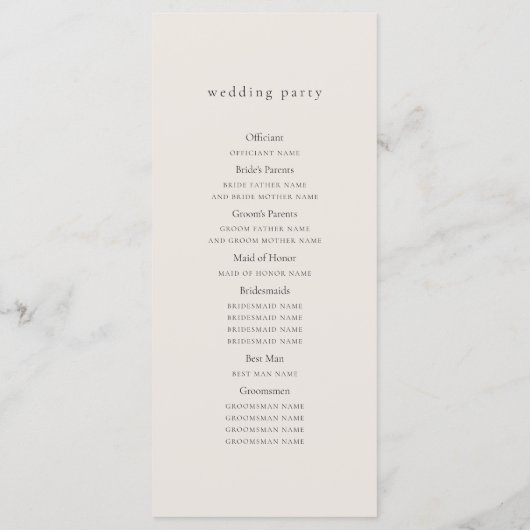Elegant Script Wedding Program Programma (Achterkant)