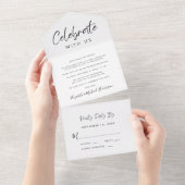 Elegant Script Wedding Reception All In One Uitnodiging (Afscheurbaar)